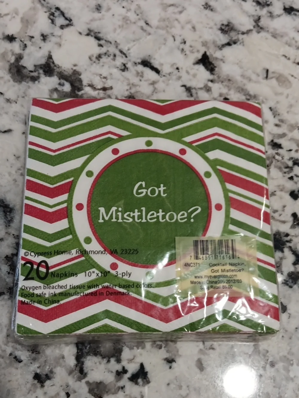 Green & Red 'Got Mistletoe?' Holiday Cocktail Napkins